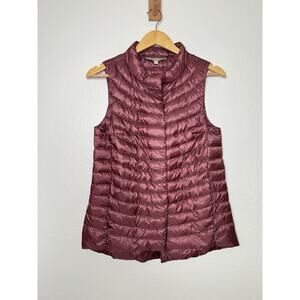 Athleta Downkind Puffy Vest Mauve Berry Packable Down Lightweight Women's Sz XS